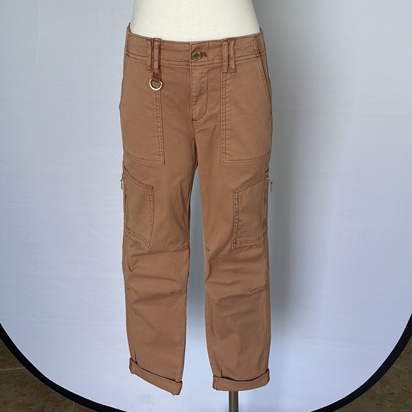 NWT  WHBM MidRise Utility Slim Crop Pants Tan 2R - Picture 4 of 16